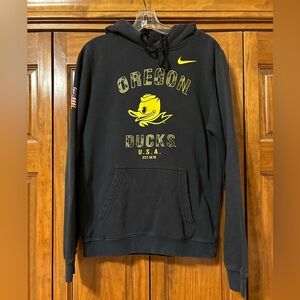 Nike Oregon Ducks Hoodie, Camo Logo, Military Salute, Black and Yellow, Size S